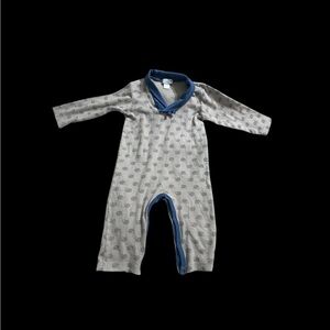 Feather Baby Blue and Tan Hedgehog Romper